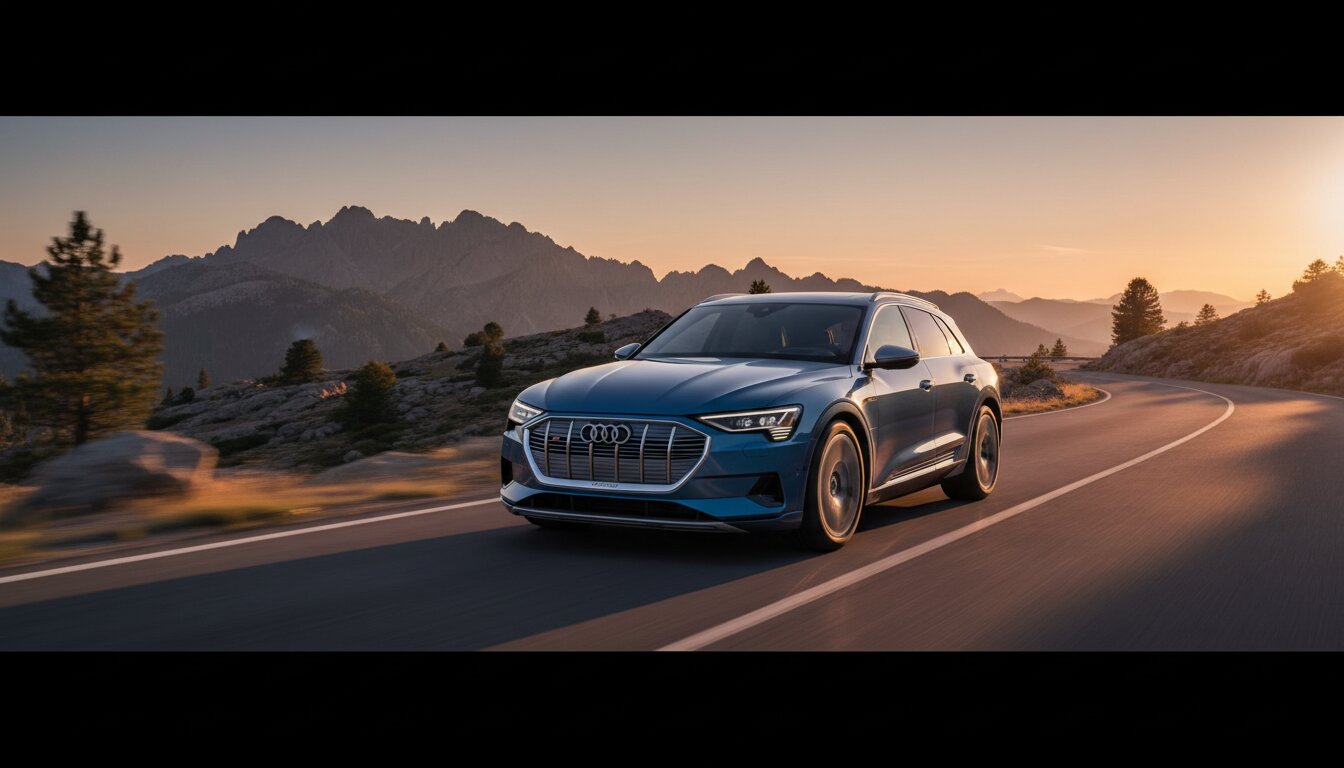 Audi e-tron eléctrico en carretera de montaña